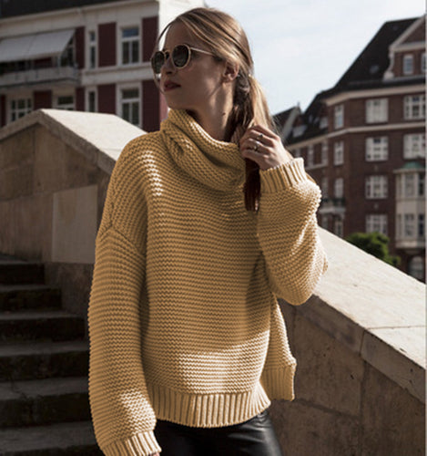 Damen Grobstrickpullover mit hohem Kragen und lässigem Schnitt Drune 1771933150