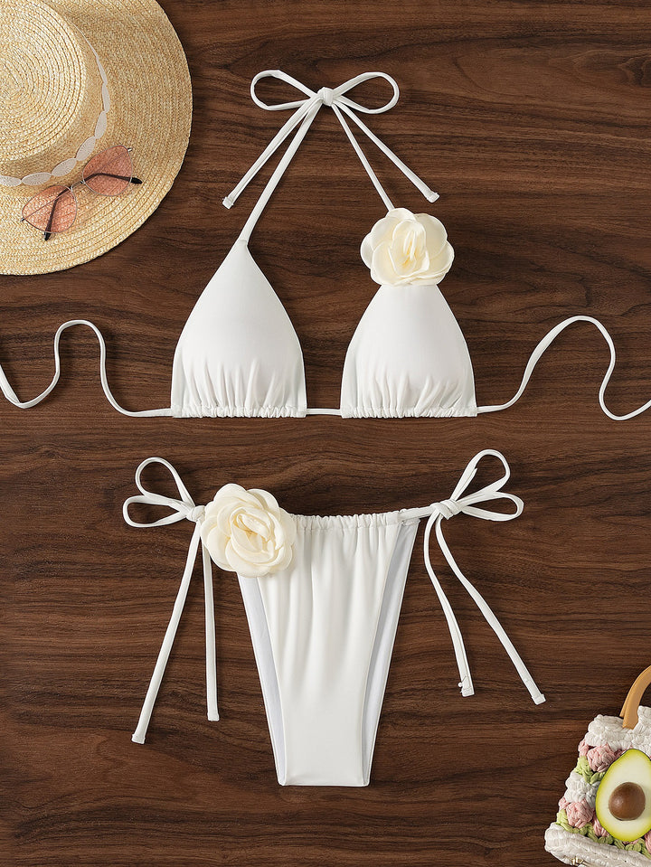 Damen Triangel-Bikini mit dekorativen Rüschen und verstellbaren Bändern Drune