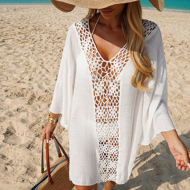 Damen Häkel-Strandüberwurf mit offenem Design und elegantem Schnitt Drune