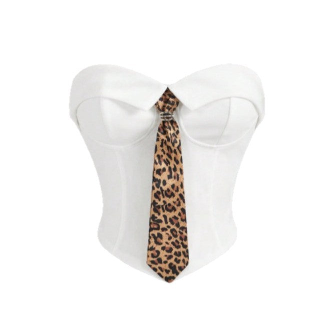 Damen Corsage mit modischem Tiermuster und tailliertem Schnitt Drune