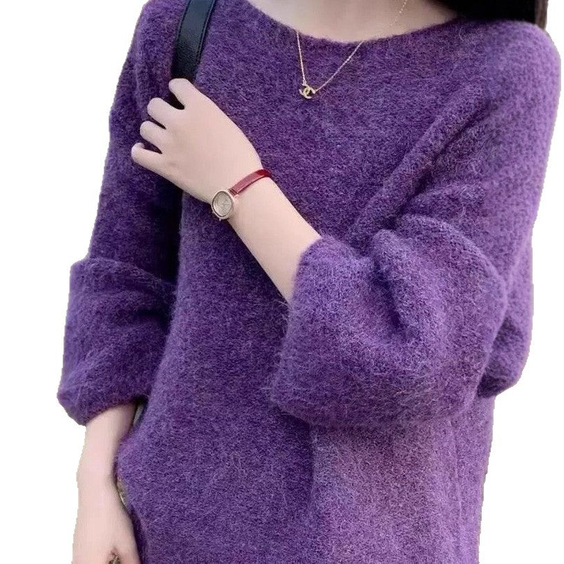 Damen Flauschiger Strickpullover mit weitem Schnitt Drune