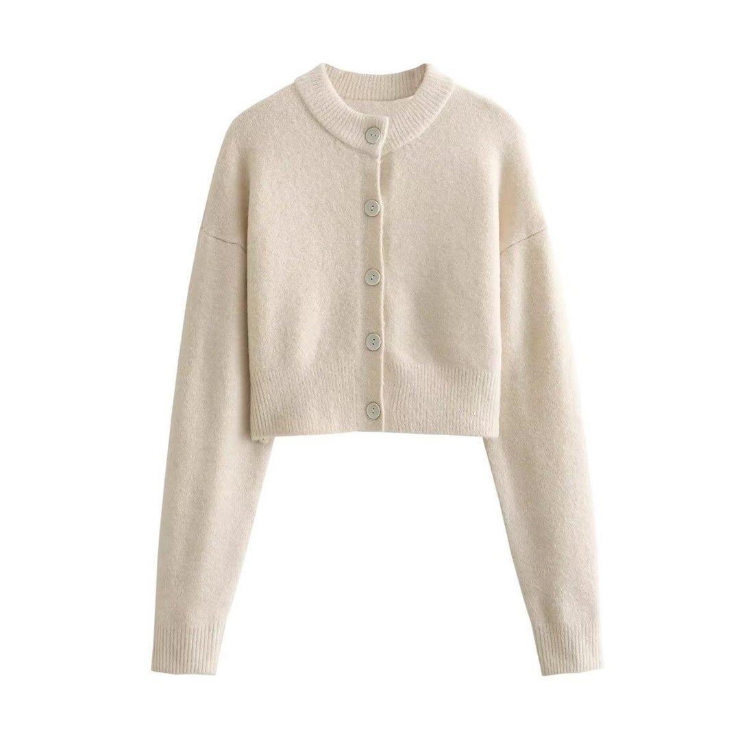 Damen cropped Strickjacke mit modernen Knöpfen Drune