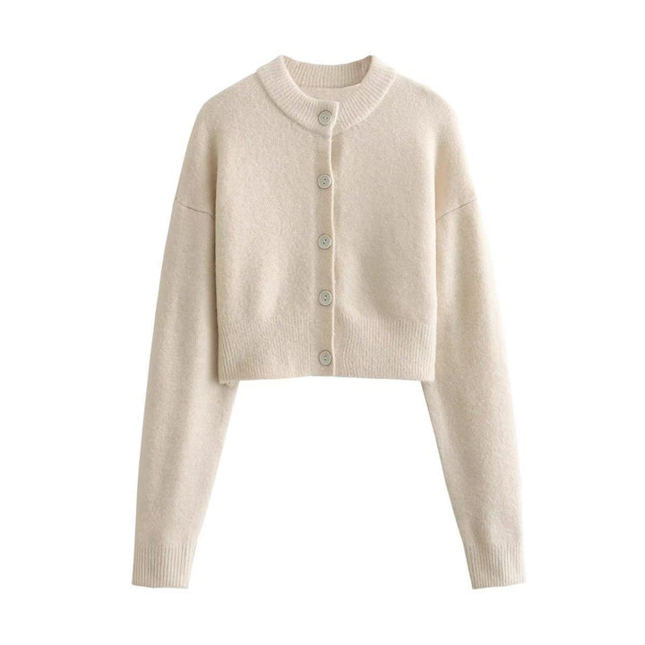 Damen cropped Strickjacke mit modernen Knöpfen Drune