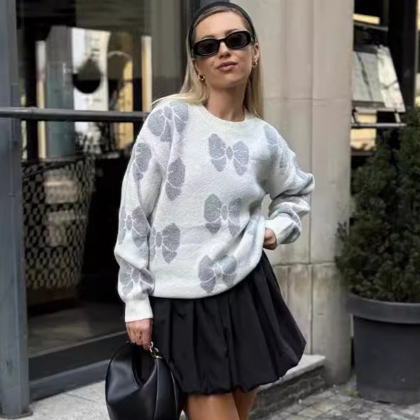 Damen Strickpullover mit floralem Muster und weichem Material Drune