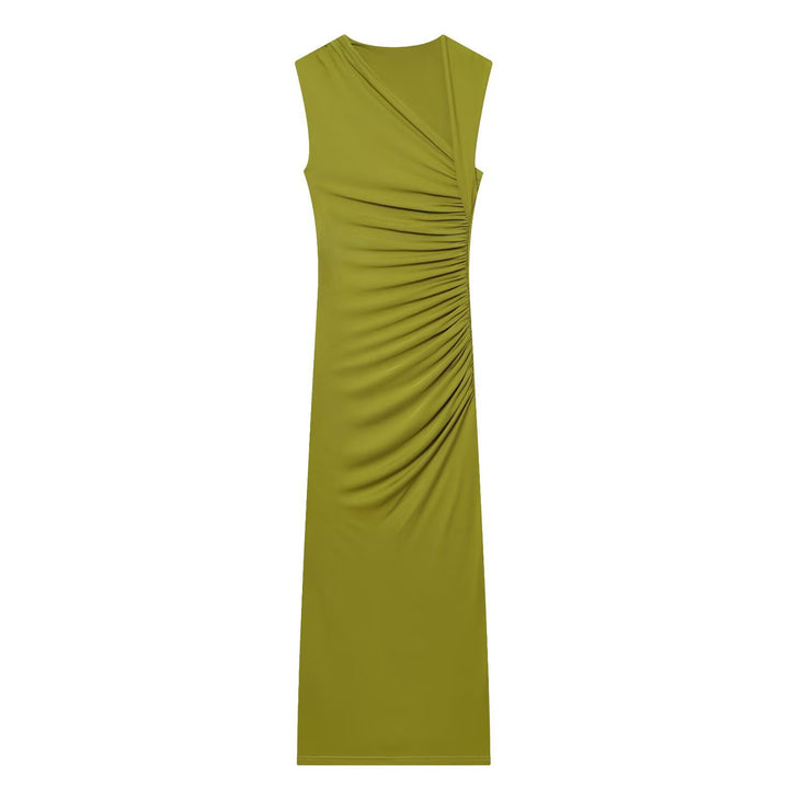Damen ärmelloses Maxikleid mit raffinierten Rüschendetails und elegantem Schnitt Drune