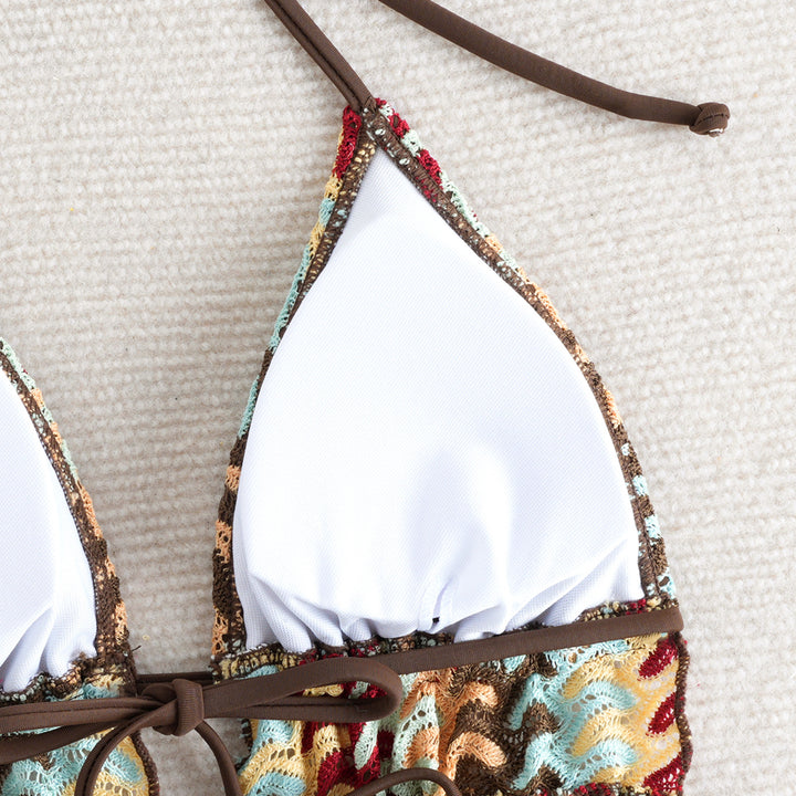 Damen Bikini-Set mit kreativem Rüschendetail und verstellbaren Trägern Drune