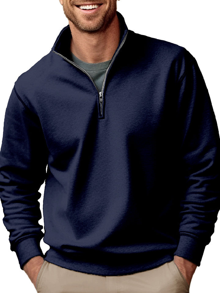 Herren nan Halbzip-Sweatshirt mit Stehkragen und weichem Fleece-Innenfutter Drune