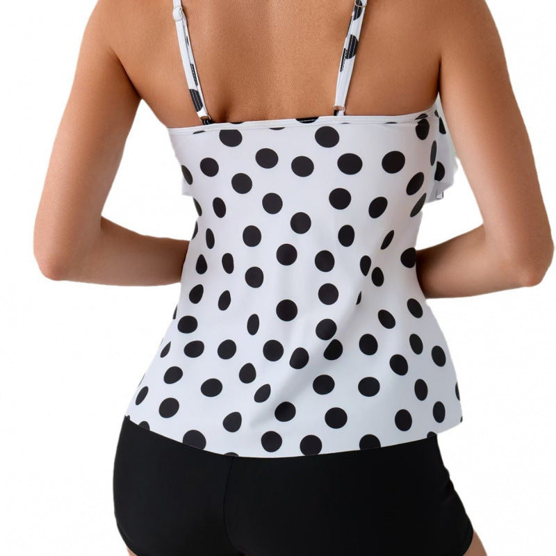 Damen Strandtop mit Rüschen und Punktemuster Drune