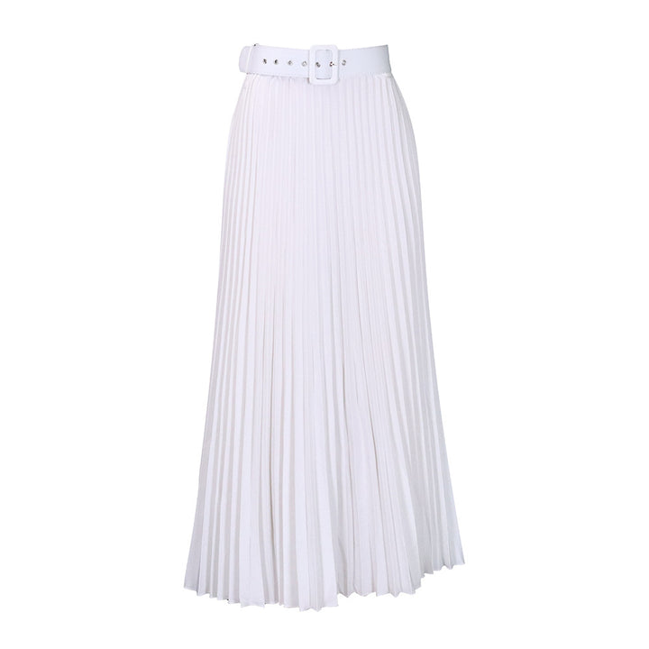 Damen Plissierter Midirock mit elegante Taillierung und abnehmbarem Gürtel Drune