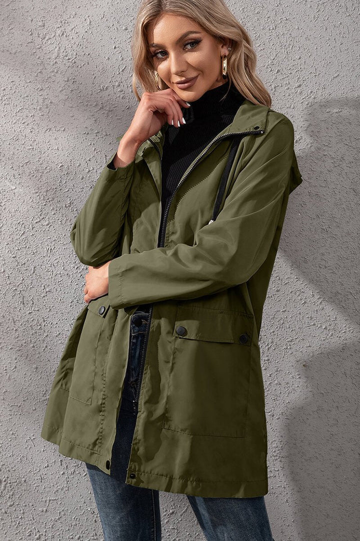 Drune | Kapuzen-Regenjacke - Verstellbare Taille - Wasserabweisend - Legere Oberbekleidung
