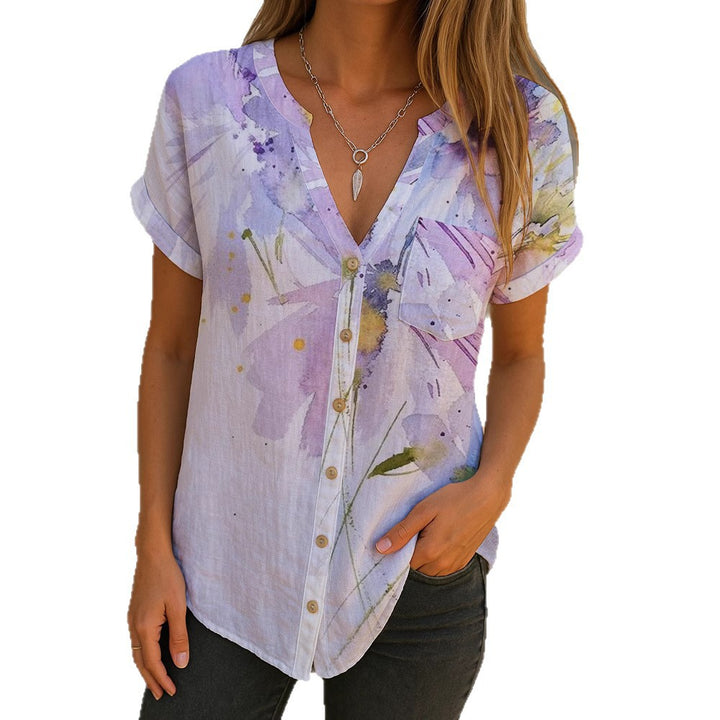 Damen elegante Bluse mit floralem Stickdesign Drune
