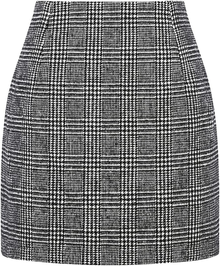 Damen Karierter Minirock mit hohem Bund und seitlichen Eingrifftaschen Drune