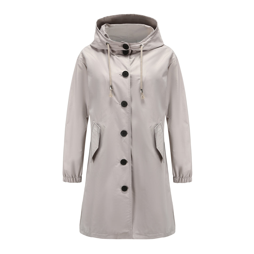 Damen modische Übergangsjacke mit verstellbarer Kapuze und praktischen Taschen Drune