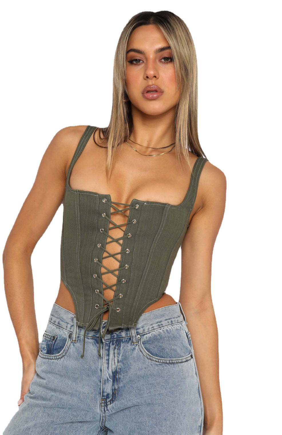 Damen Corsagenoberteil mit Schnürung und femininer Silhouette Drune