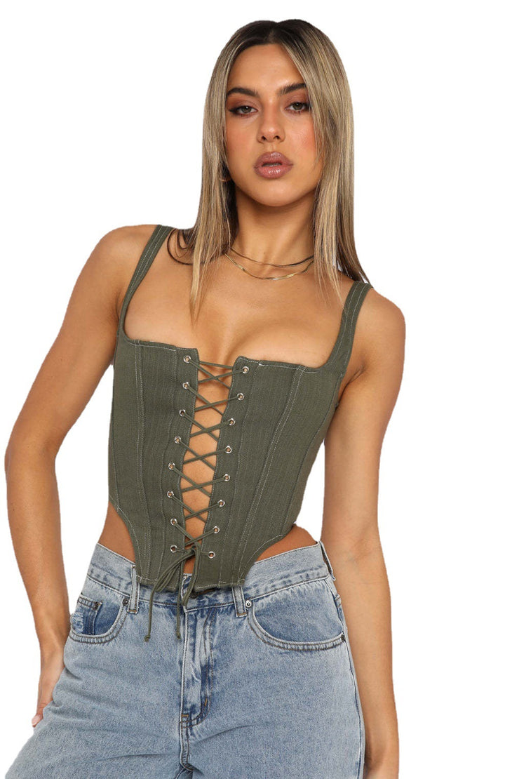 Damen Corsagenoberteil mit Schnürung und femininer Silhouette Drune