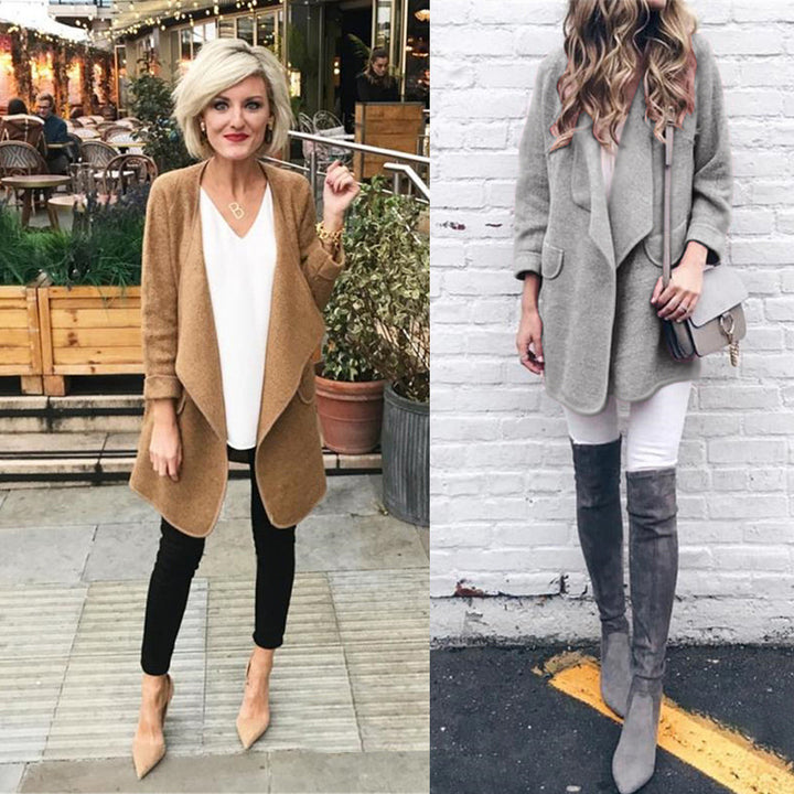 Damen Wickeljacke mit modischem Schnitt und kuscheligem Material Drune
