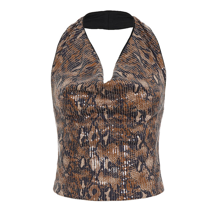 Damen Funkelndes Top und Shorts Set Drune