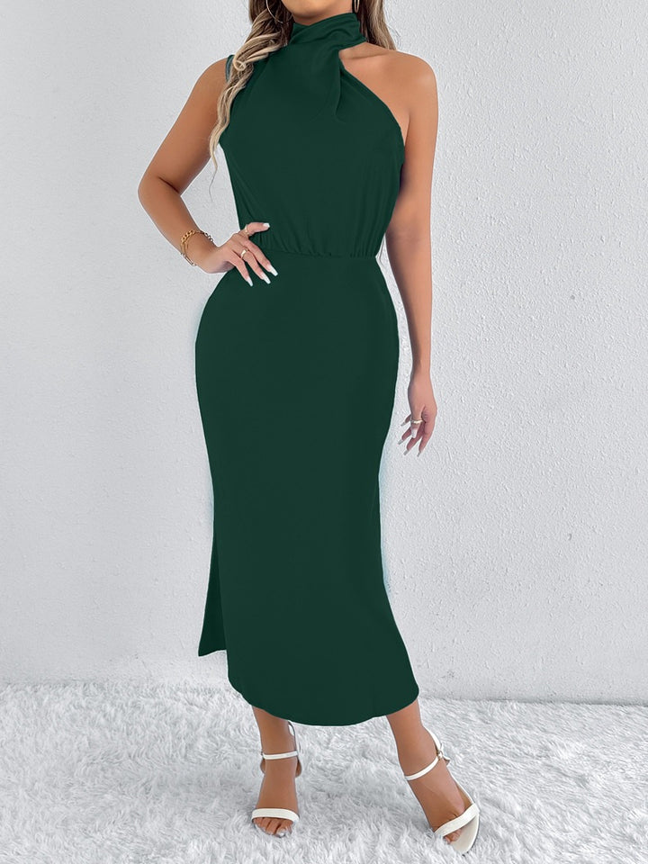 Damen Maxi-Kleid mit asymmetrischem Halter und fließendem Schnitt Drune