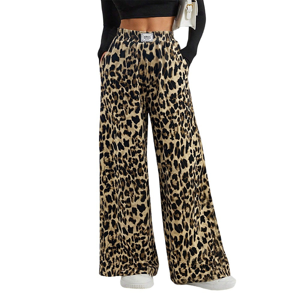 Damen Weite Palazzo-Hose mit tierischem Print und komfortablem Elastikbund Drune