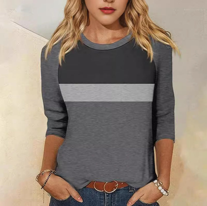 Damen Freizeit-T-Shirt mit modischem Farbblockdesign Drune