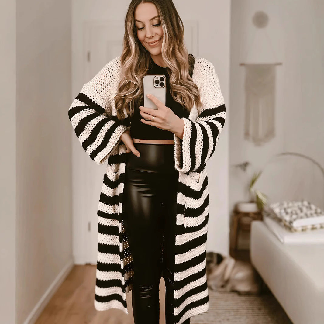 Damen Grobstrickjacke im eleganten Streifenmix Drune