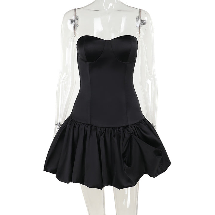 Damen kurzes Abendkleid mit voluminösem Rock und elegantem Bustier-Oberteil Drune