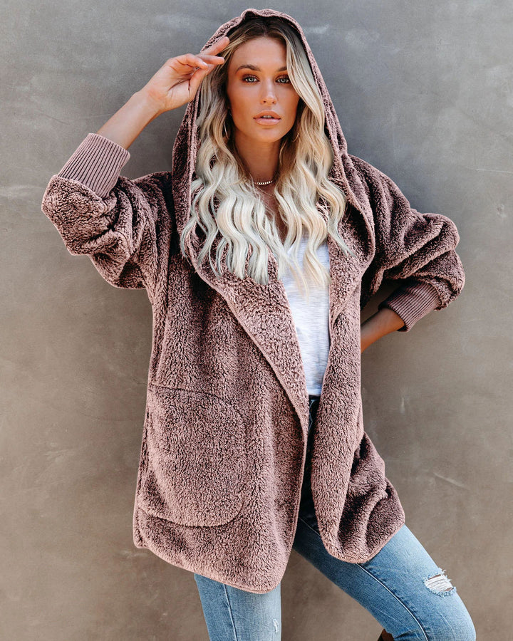 Damen Kuschelige Hoodie Jacke Drune