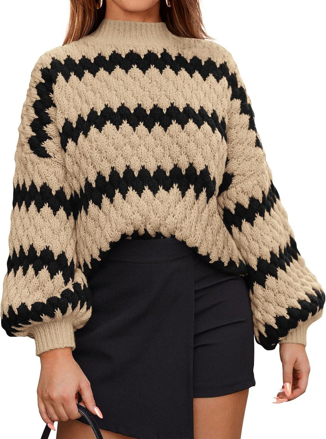 Damen Grobstrickpullover mit auffälligem Wellenmuster und lässigem Schnitt Drune