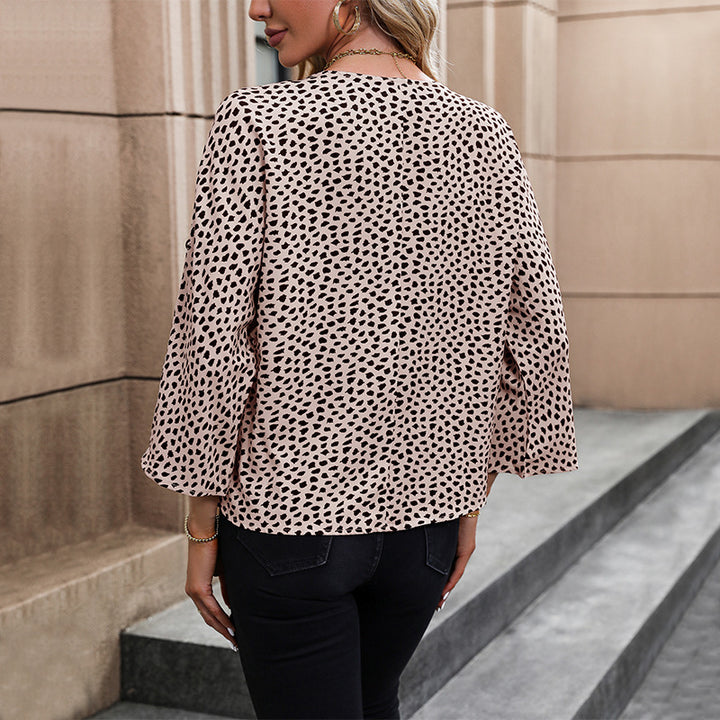 Damen Bluse mit V-Ausschnitt und modernem Animal-Print Drune