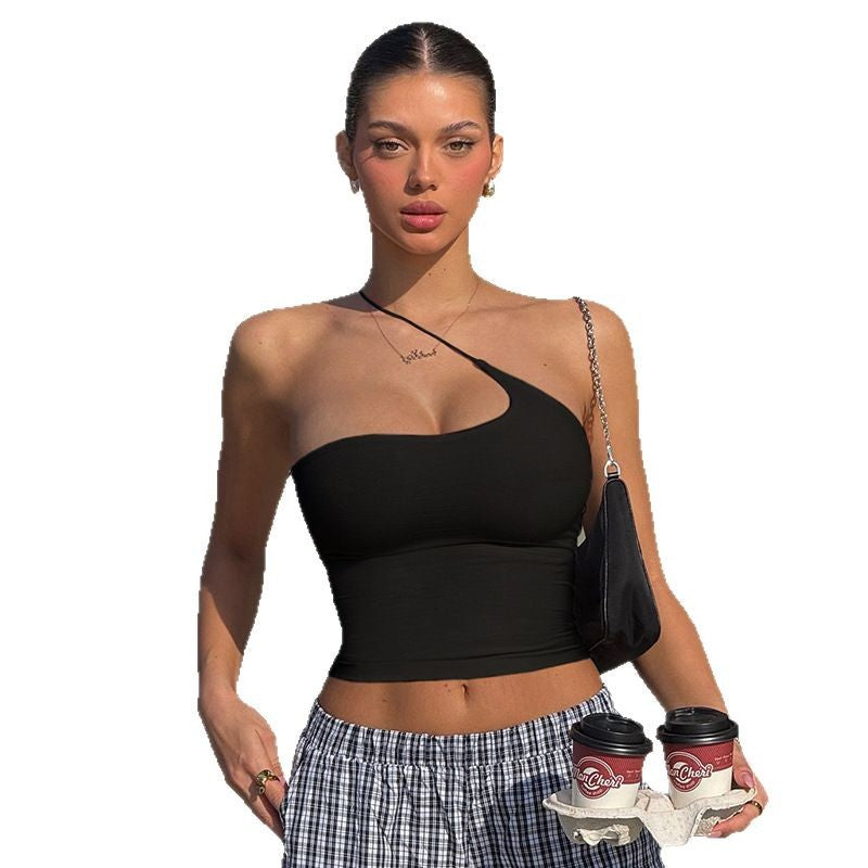Damen asymmetrisches Crop-Top mit verstellbarem Halter Drune