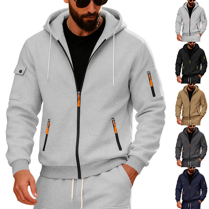 Herren Sportliche Zip-Hoodie mit Innovativen Reißverschlusstaschen Drune