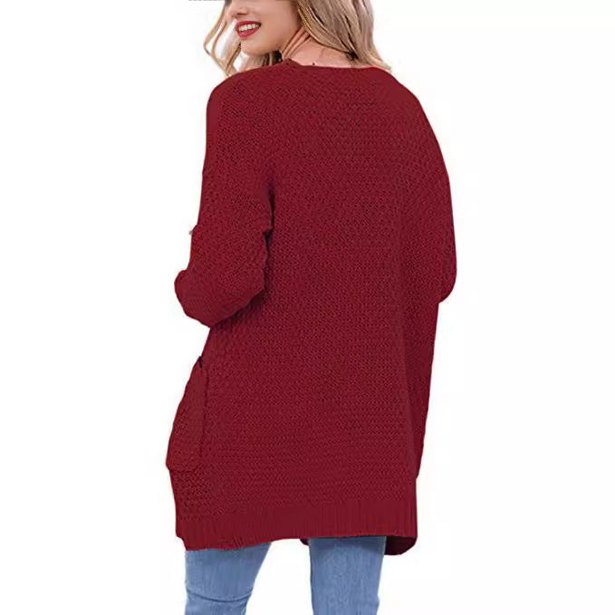 Damen Luftiger Strickcardigan mit offenen Taschen und lässigem Schnitt Drune