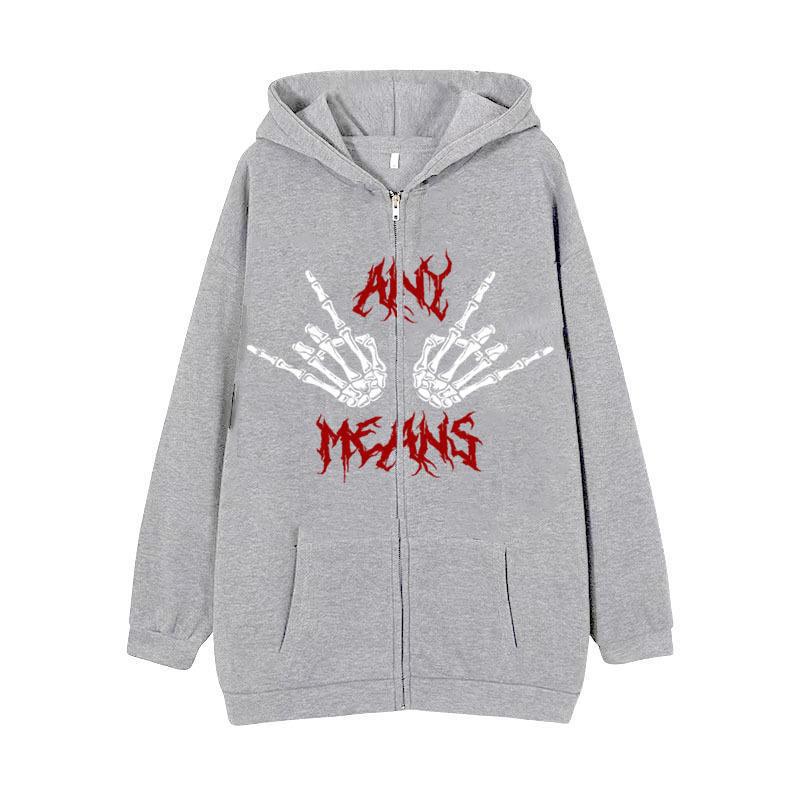 Damen Kapuzenjacke mit einzigartigem Skelettmotiv und praktischen Kängurutaschen Drune