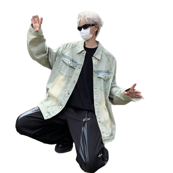 Unisex lässige Oversize-Jeansjacke mit einzigartigem Schnitt und praktischen Taschen Drune