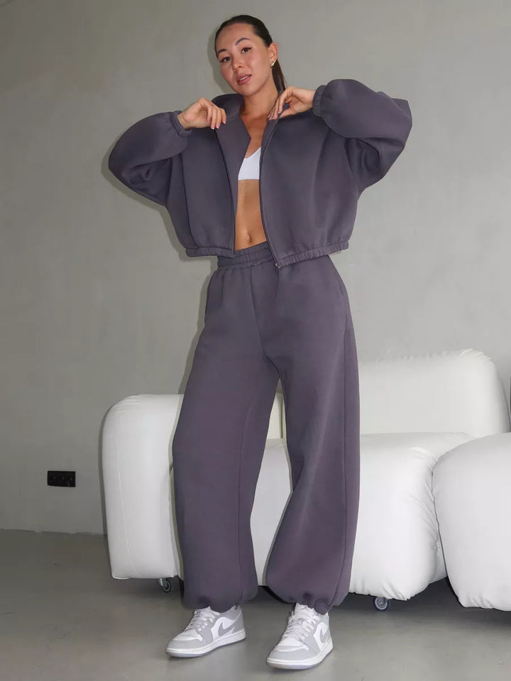 Damen lässiger Kapuzenpullover und weite Jogginghose Set Drune