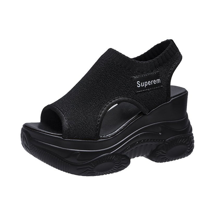 Damen nan Plateau-Sandalen mit elastischem Strickschaft und sportlicher Profilsohle Drune