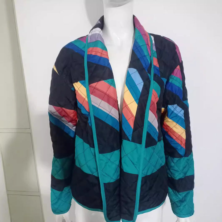 Damen Steppjacke mit buntem geometrischen Muster Drune