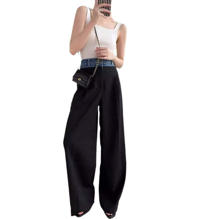Damen Weit geschnittene High-Waist-Stoffhose Drune