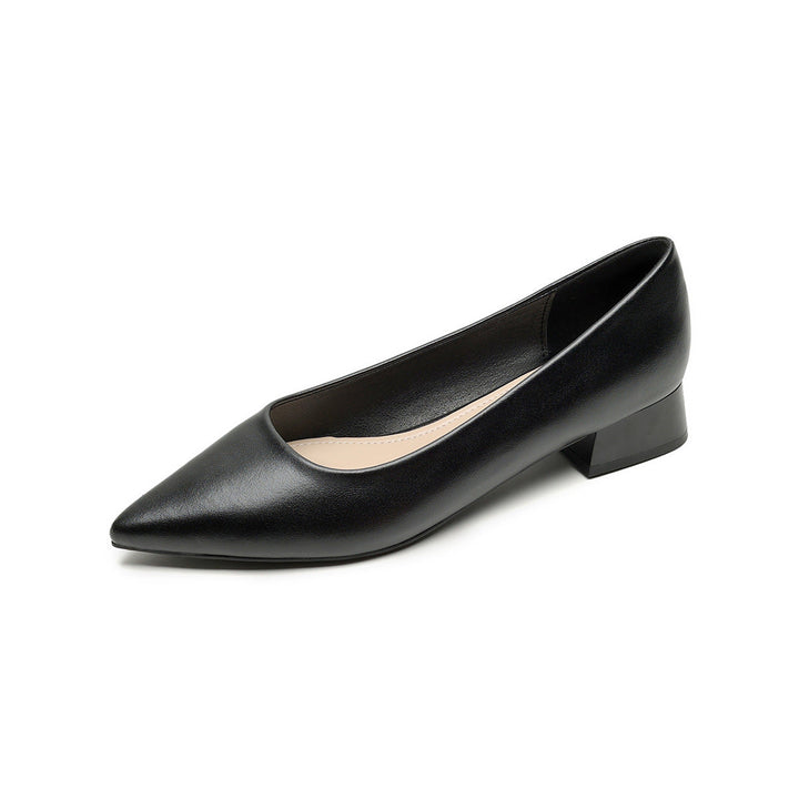 Damen elegante Ballerinas mit spitzem Zehenbereich und komfortablem Blockabsatz Drune