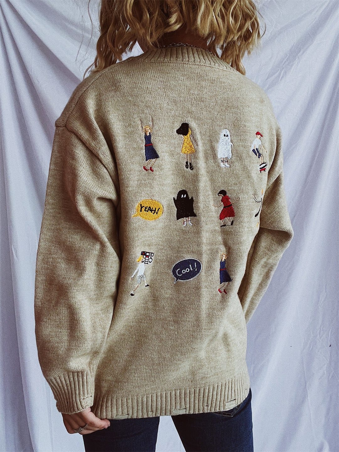 Damen pullover mit bunten Stickmotiven und lässigem Schnitt Drune
