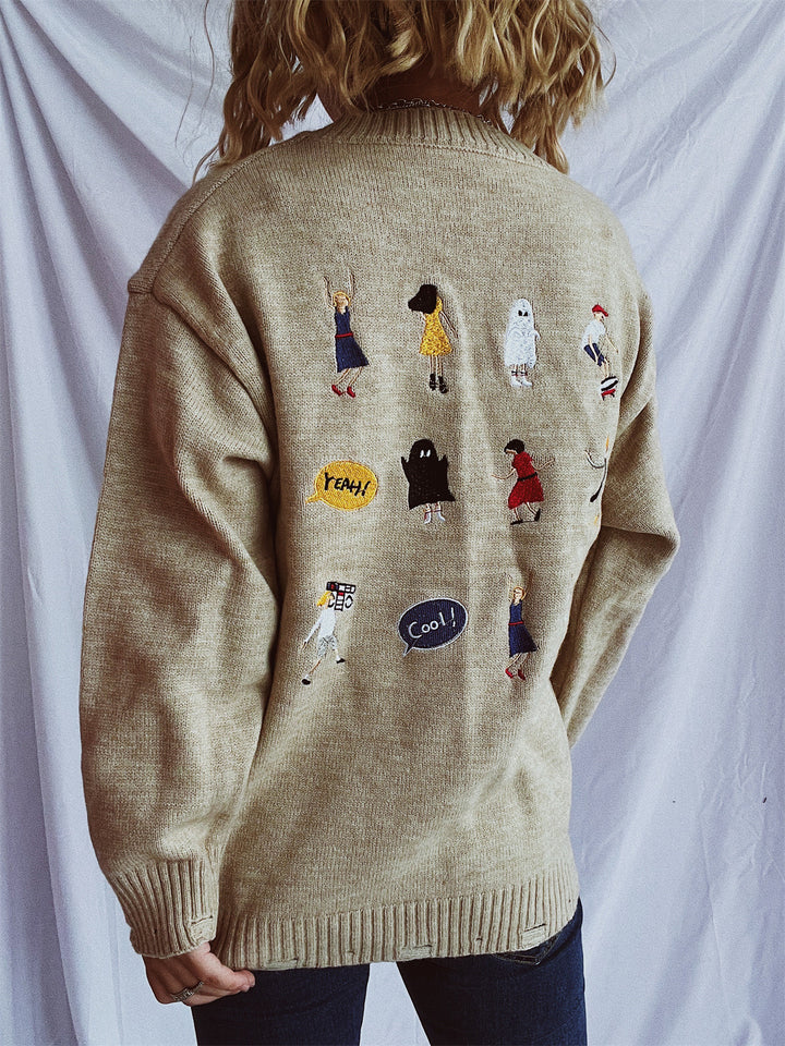 Damen pullover mit bunten Stickmotiven und lässigem Schnitt Drune