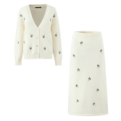 Damen Strickjacke mit floralem Design und Knopfleiste Drune