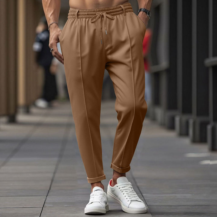 Drune | Herren Gerade Passform Elastischer Bund mit Kordelzug Weicher Baumwollmix