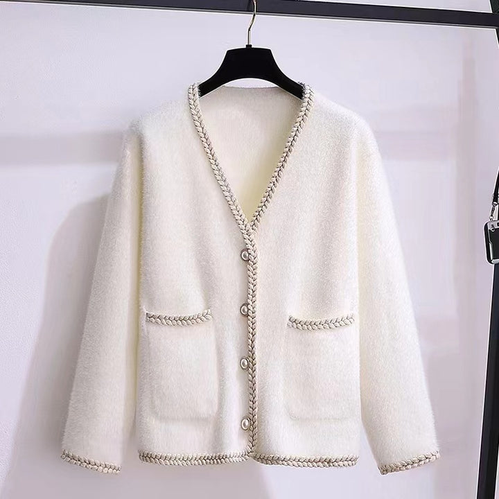 Damen Elegante Strickjacke mit dekorativen Perlenakzenten Drune