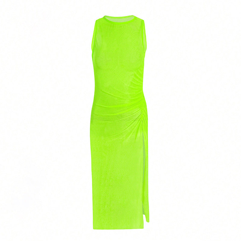 Damen elegantes Midi-Kleid mit Raffungen Drune