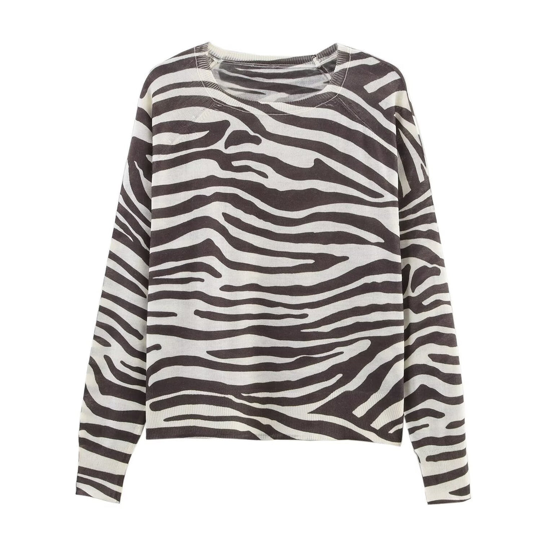 Damen legerer Pullover im Zebramuster Drune