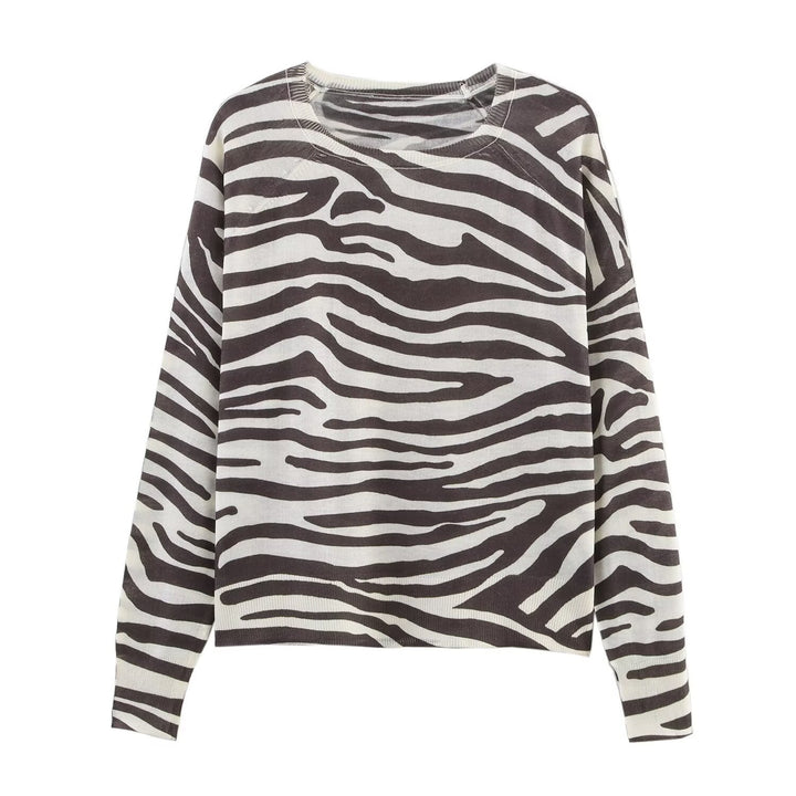 Damen legerer Pullover im Zebramuster Drune