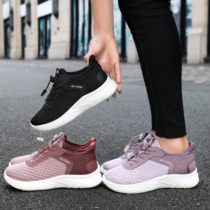 Damen nan leichter Strick-Sneaker mit elastischem Sockeneinstieg, Schnellzug-Schnürung und gedämpfter EVA-Zwischensohle Drune