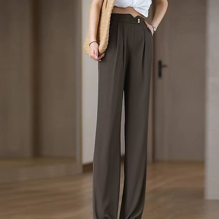 Damen Fließende Hochbundhose mit eleganten Falten Drune