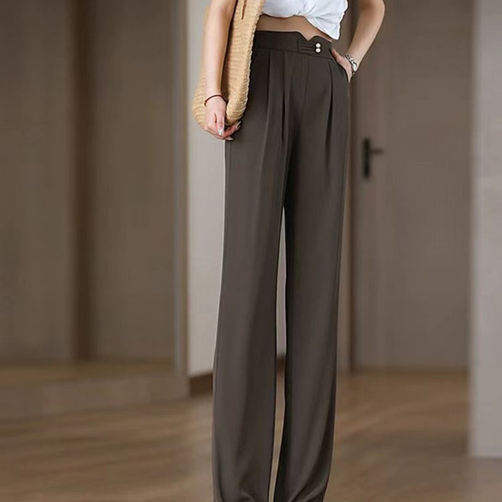 Damen Fließende Hochbundhose mit eleganten Falten Drune